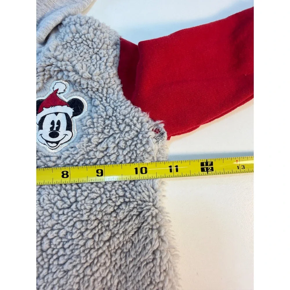Disney Baby Hoodie Pants Set 6-9M Red Gray Mickey Mouse Christmas Sherpa READ